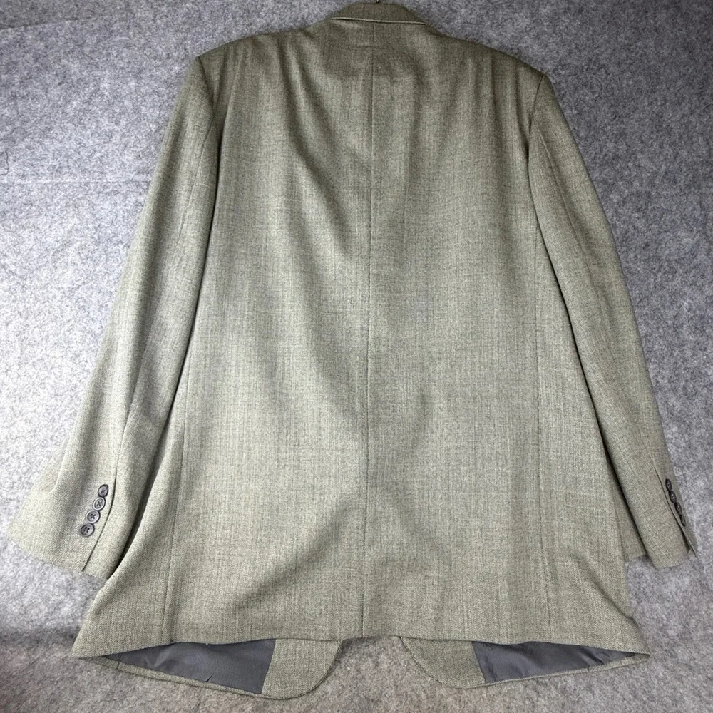 Oscar de la Renta Mens 44L Wool Herringbone 3 Button Blazer Sport Coat Green